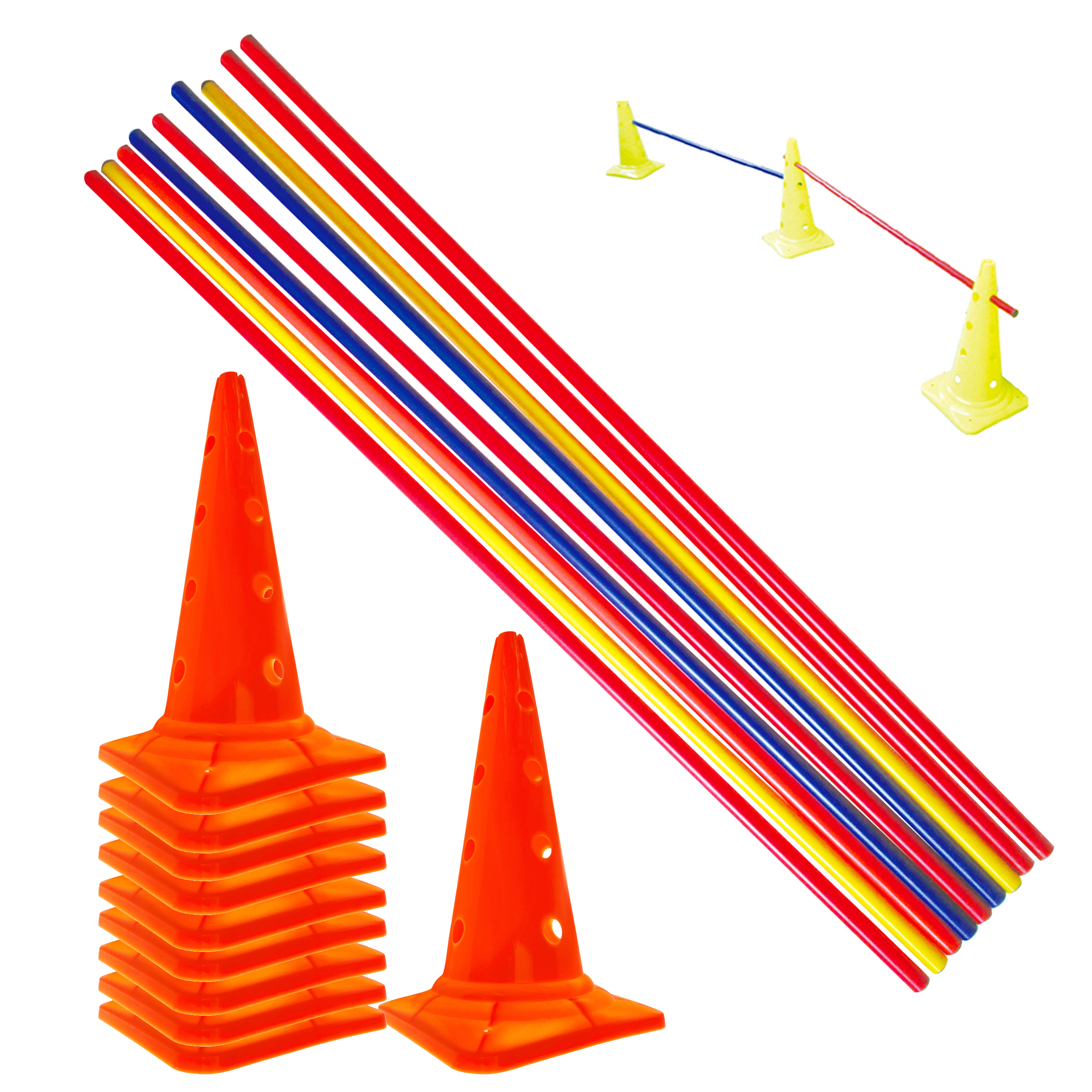 10 Cones & 9 Rods Agility Hurdle Set