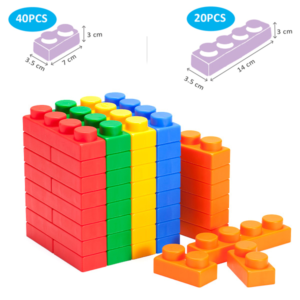 60Pcs 3cmH Big Soft Mix 2 Shapes Building Childrens Blocks