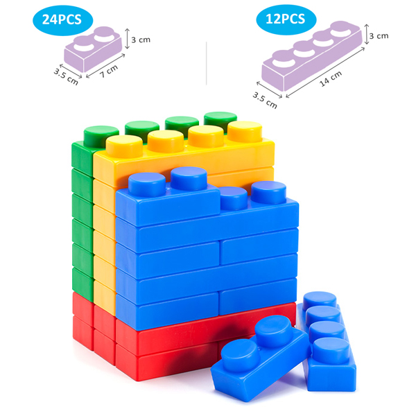36 pcs Soft PP Building Blocks Set – 5 Colors Mix, 2 Sizes, AC192-AC208 Compatible CE