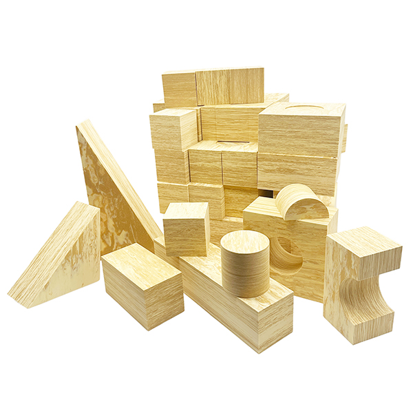 52 Pcs 8cmT  Foam Wood Color Large Stacking Blocks Set