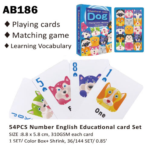 Number English Animal Playing Poker Game Cards