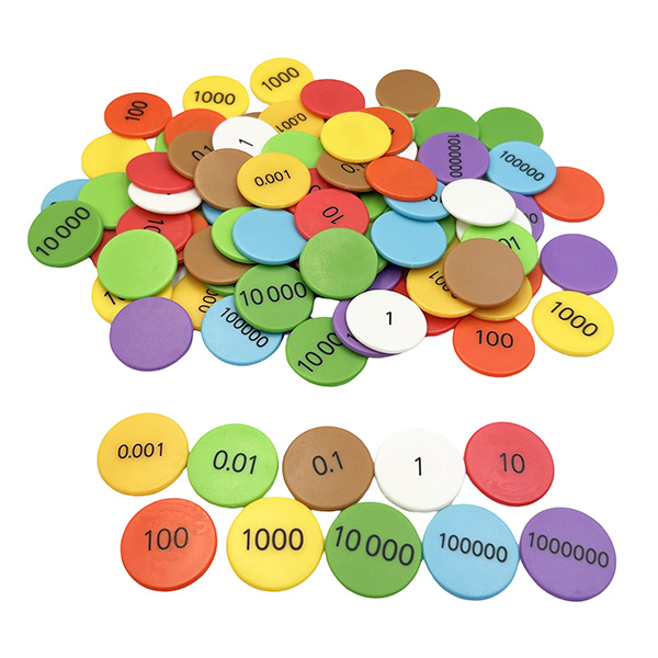 300 Pcs 1 Inch Plastic Math Place Value Counters Set