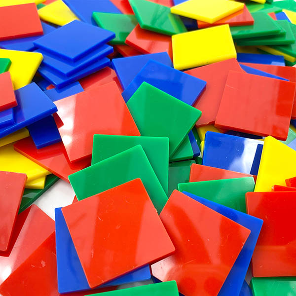 4 Color Plastic Inch Square Tiles Math