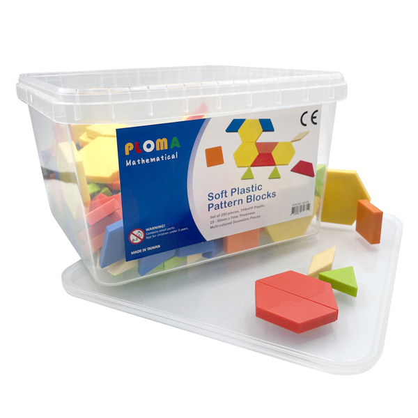 250Pcs 7mmT Soft TPR Plastic Pattern Blocks Set