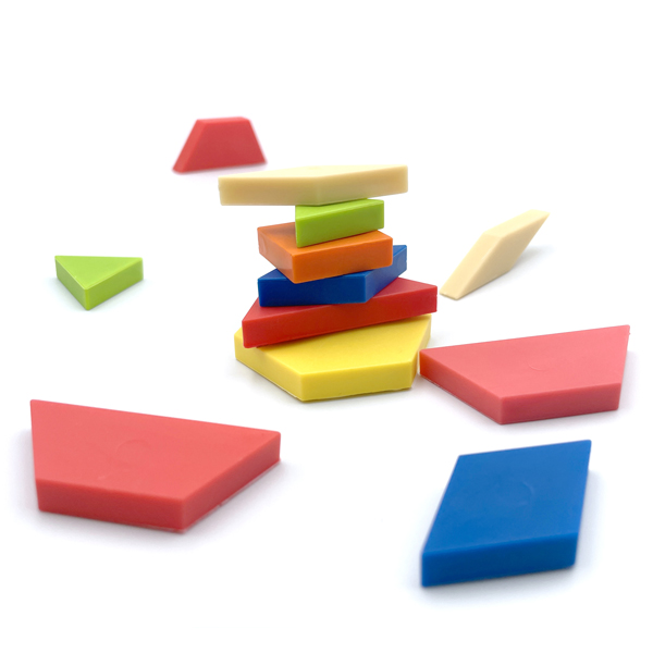 250Pcs 7mmT Soft TPR Plastic Pattern Blocks Set