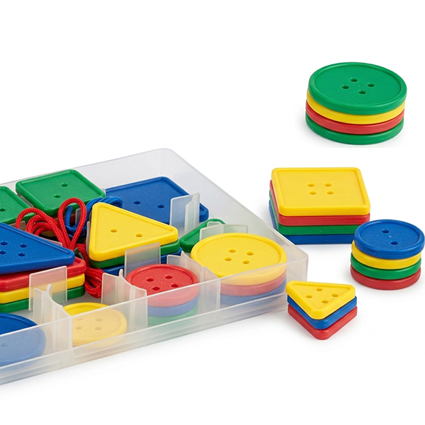 48Pcs Lacing Geo Button (3shapes, 4colors)