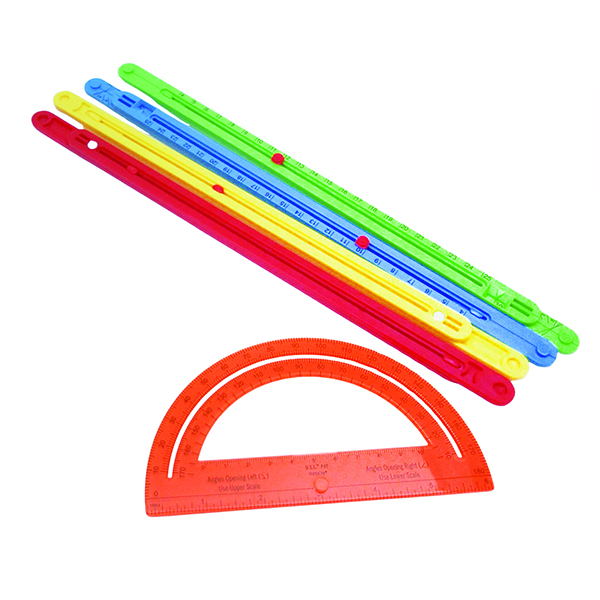 Adjustable Magnetic Geometry Strips Set (16 Strips + 2 Protractors)