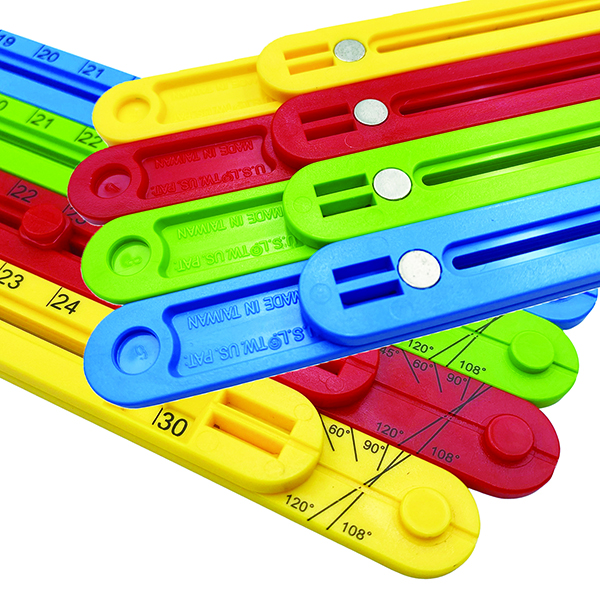 Adjustable Magnetic Geometry Strips Set (16 Strips + 2 Protractors)