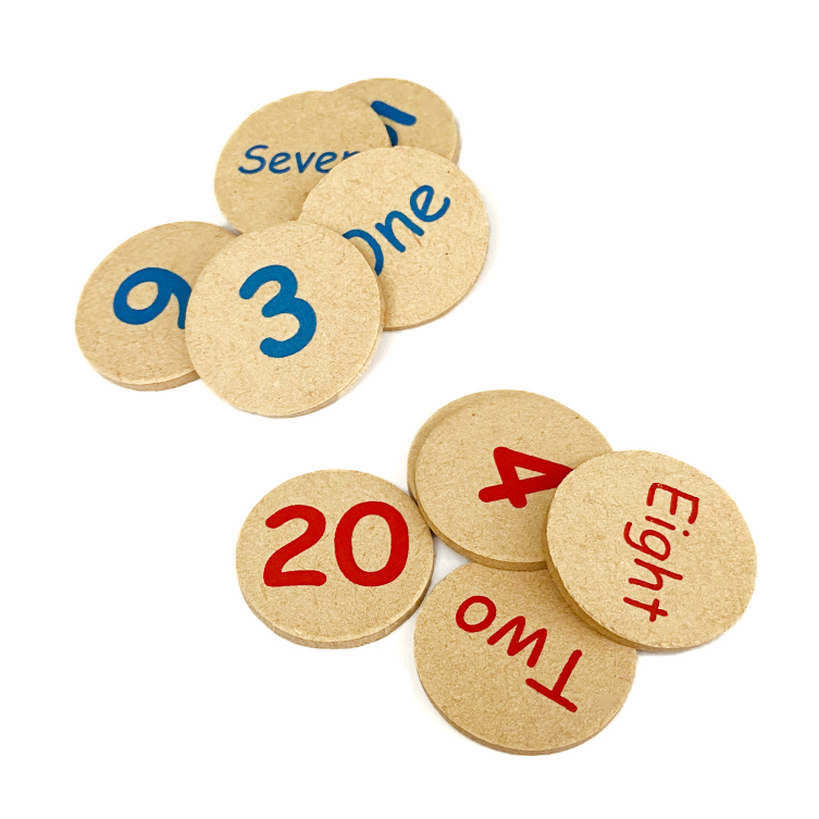 Doule-Sided Number & Number Words Wood Discs Set