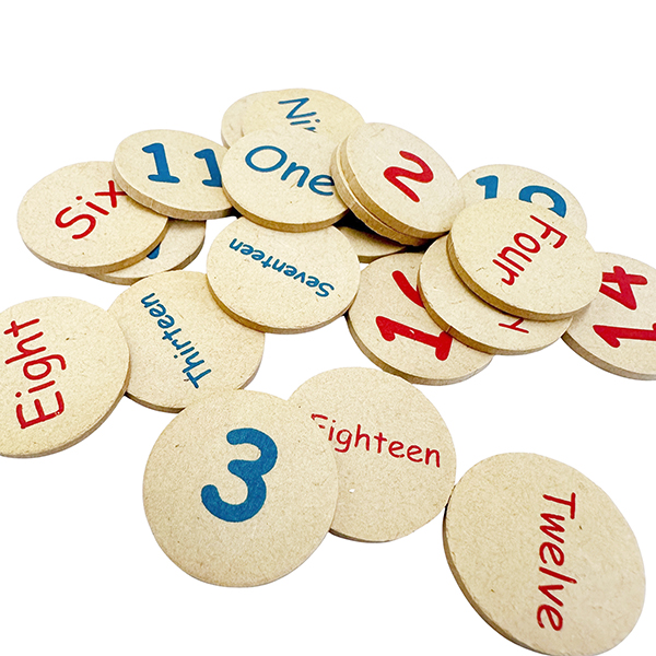 Doule-Sided Number & Number Words Wood Discs Set