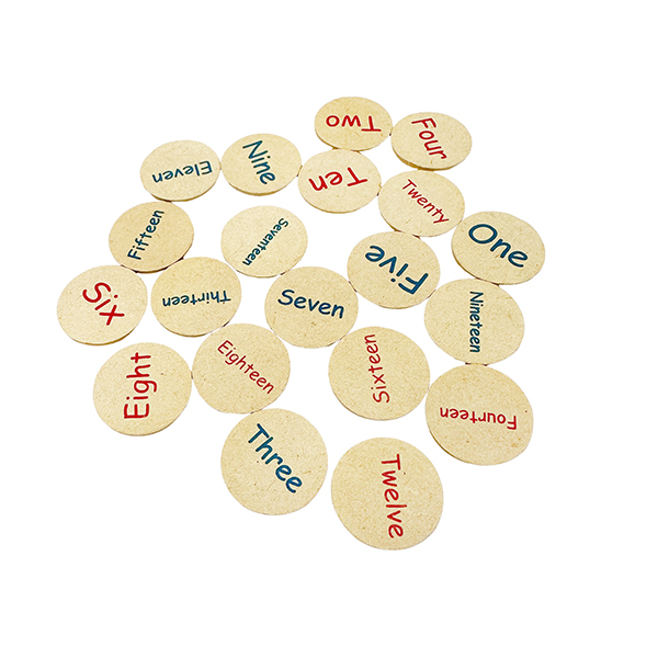 Doule-Sided Number & Number Words Wood Discs Set