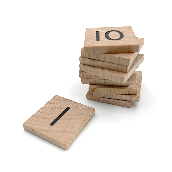 10Pcs Wood Number Tiles 1-10 Set