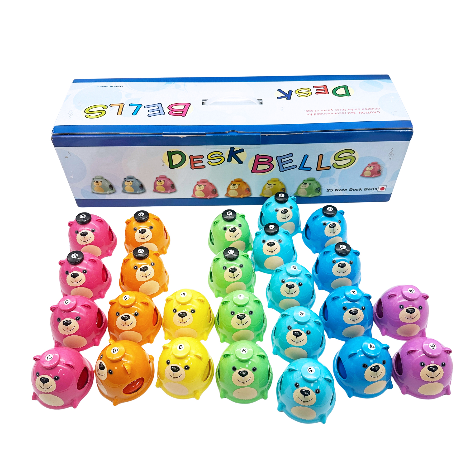 25 Tones Rainbow Bear Kid Table Bell Set