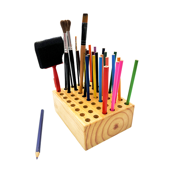 Solid Wood Brush & Tool Block (48-Hole)