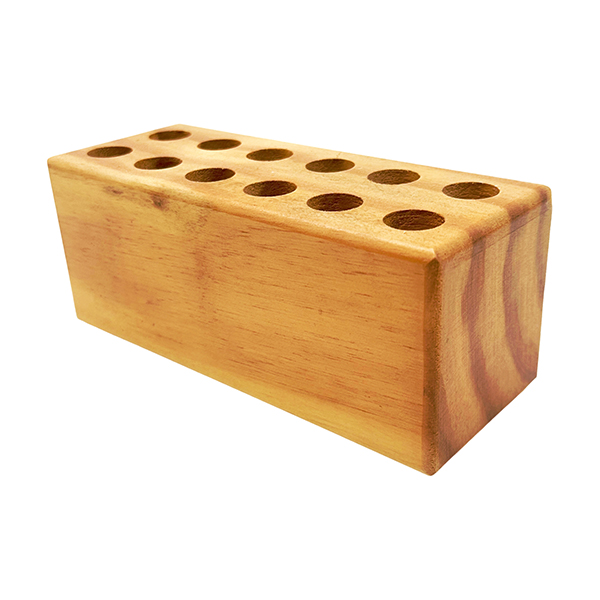 Solid Wood Brush & Tool Block (12-Hole)