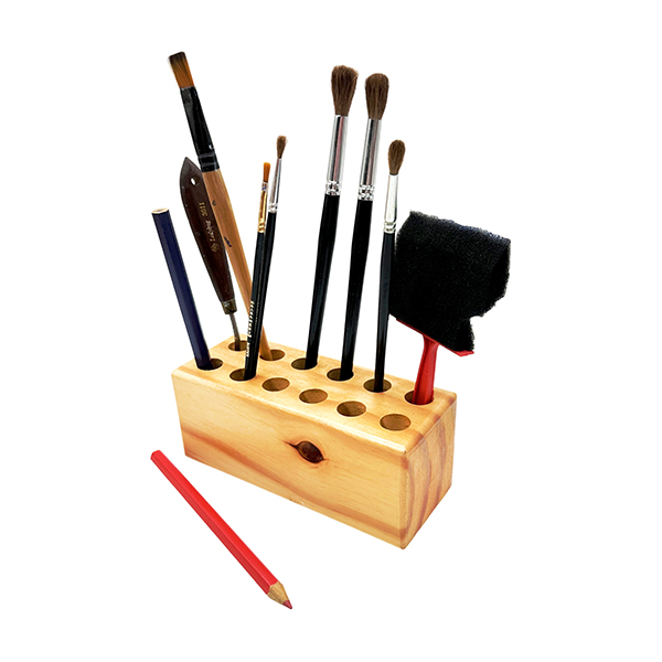 Solid Wood Brush & Tool Block (12-Hole)