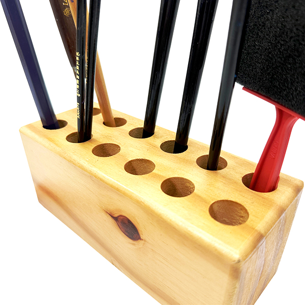 Solid Wood Brush & Tool Block (12-Hole)