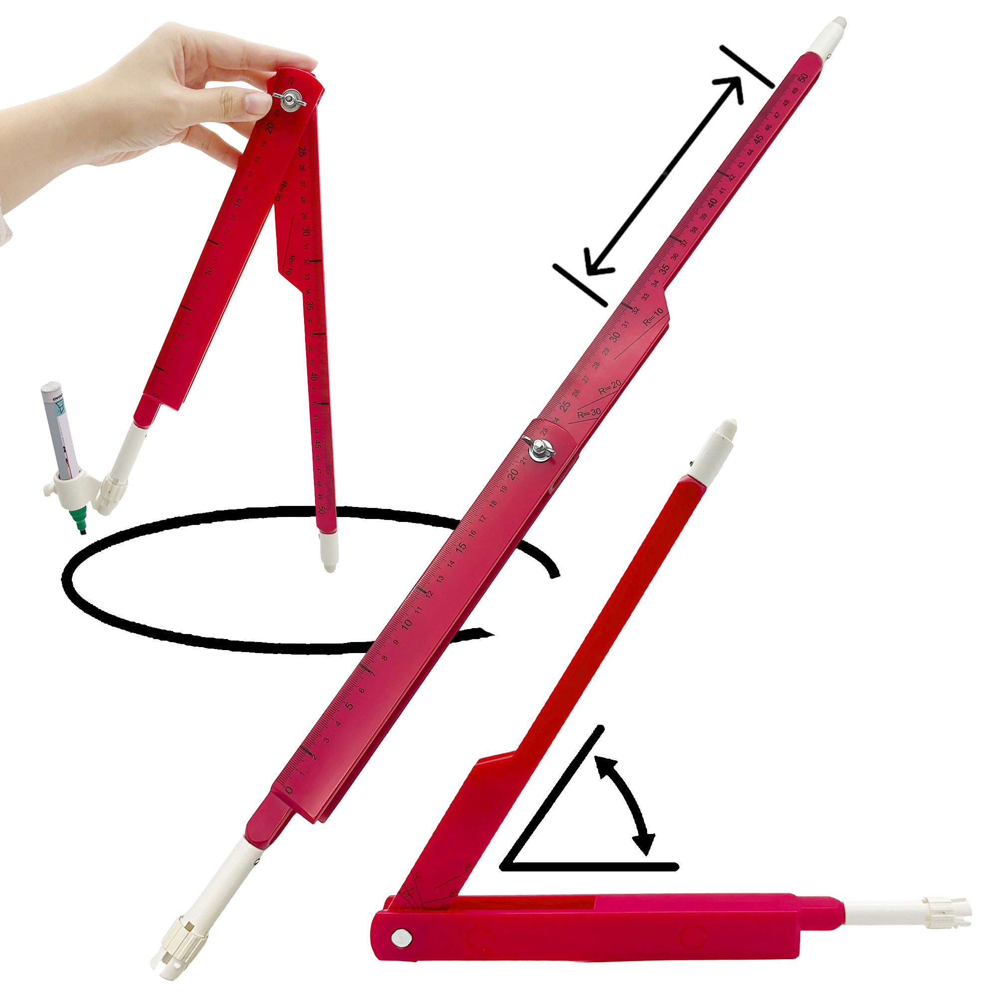 Dual-Use Teaching Compass – Adjustable Geometry Tool for Whiteboard & Chalkboard | V14