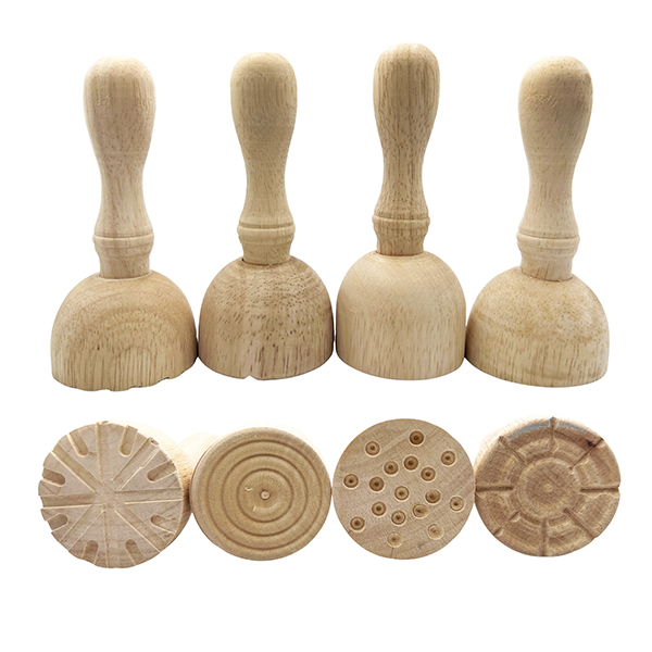 4 Pcs Wooden Clay Stamp Set