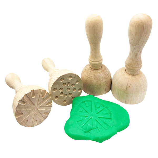 4 Pcs Wooden Clay Stamp Set
