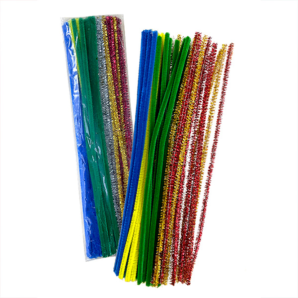 48 Pcs 6mm x 12"L Mix Glitter Pipe Cleaners