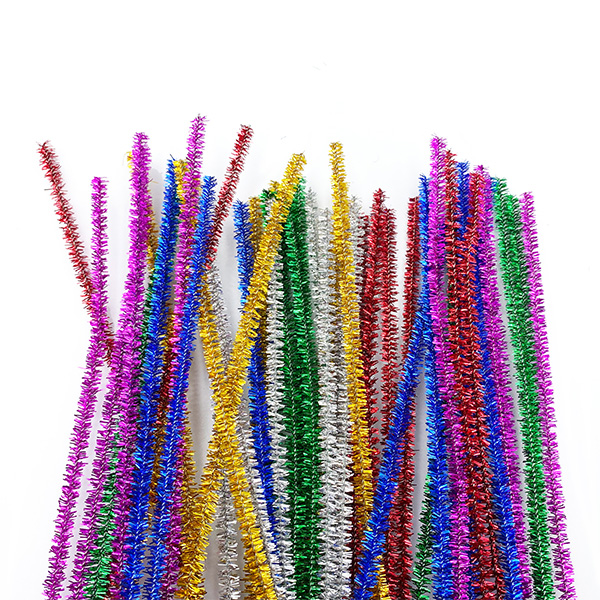 12 Pipe Cleaner Stems: 6mm Chenille Purple (100)