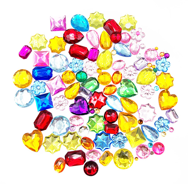 80g Mixed Size & Color Acrylic Gemstones for Crafts