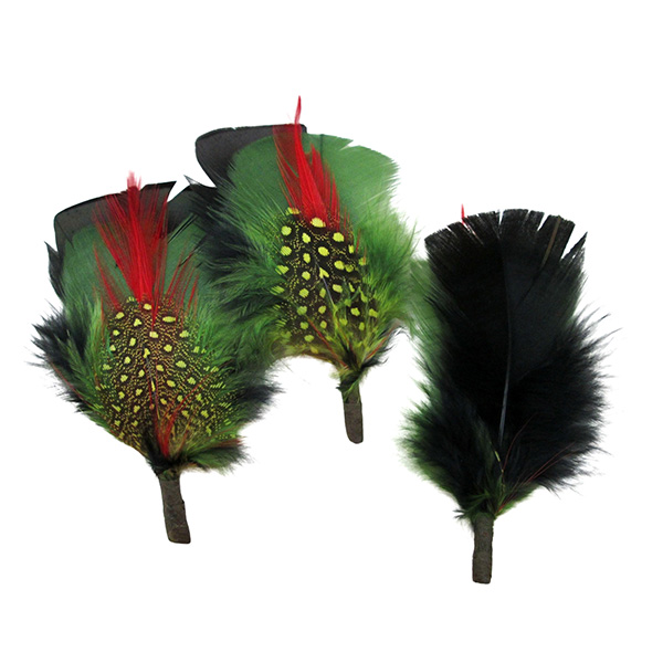3pcs 7cm Green Craft Feathers Set