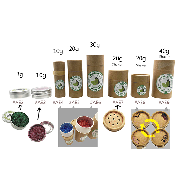 10g /20g/30g Cellulose Bio-Glitter with Big Mouth Paper Tube