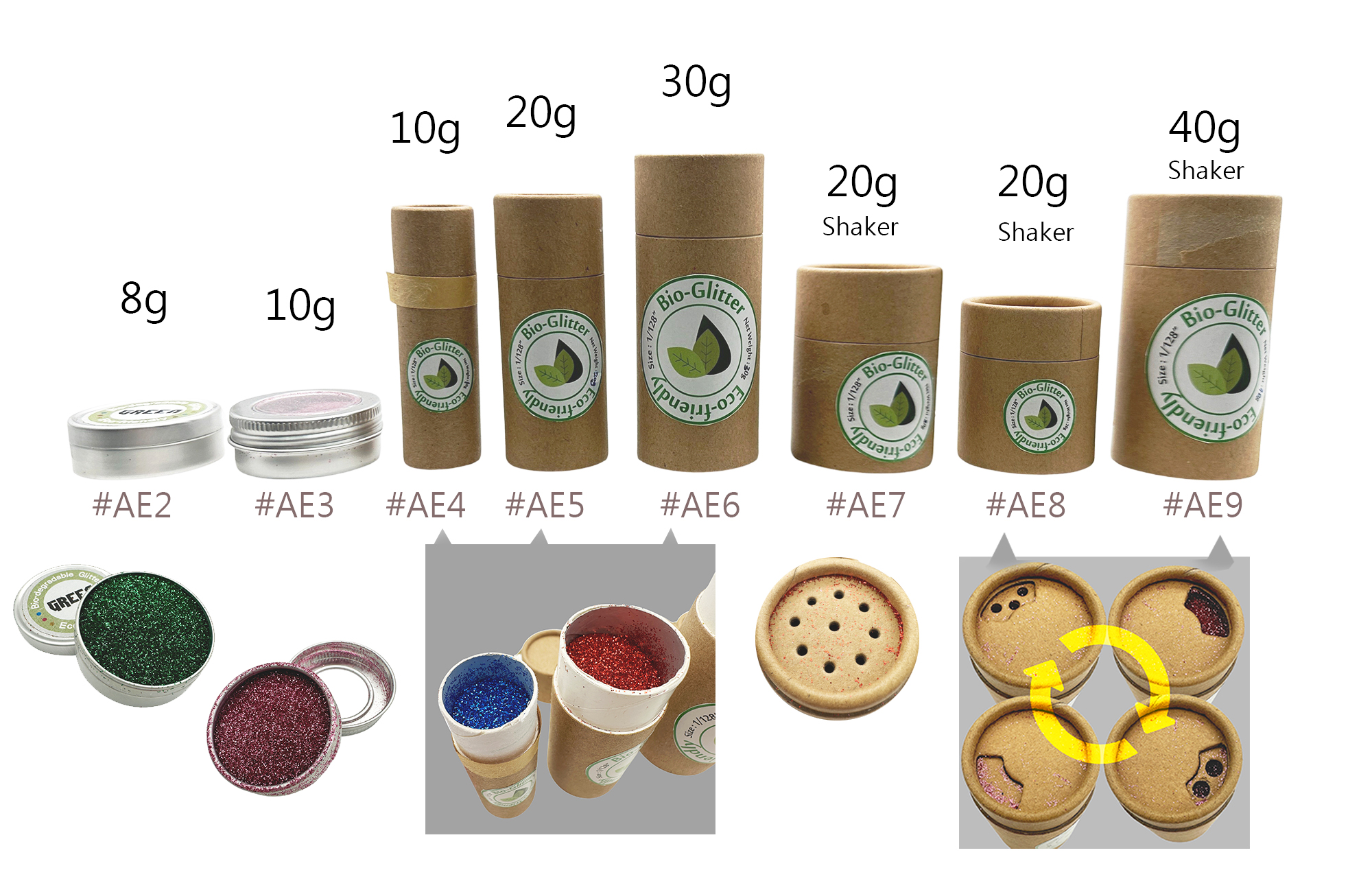 Cellulose Bio-Glitter with Paper Tube Shaker