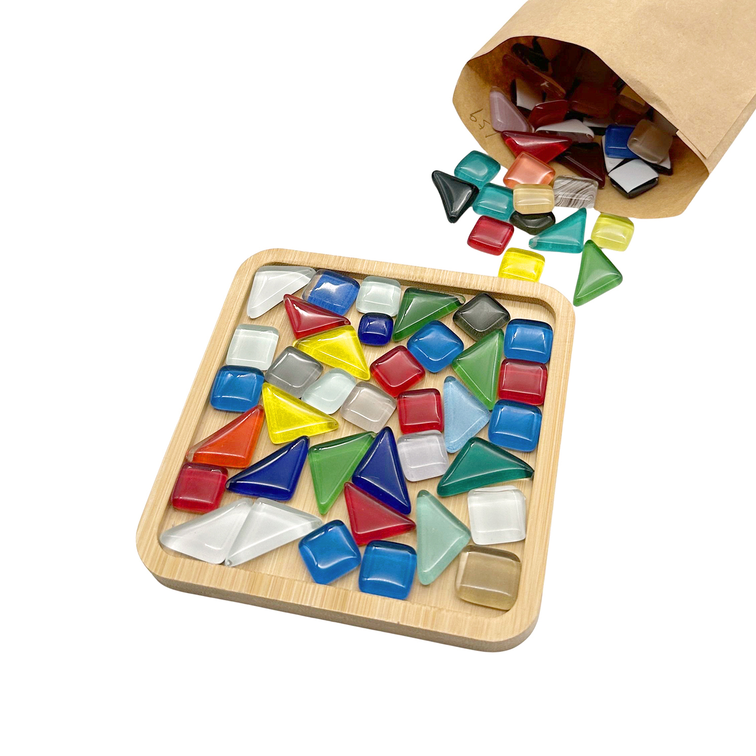 10cm Bamboo Square Mosaic Tray