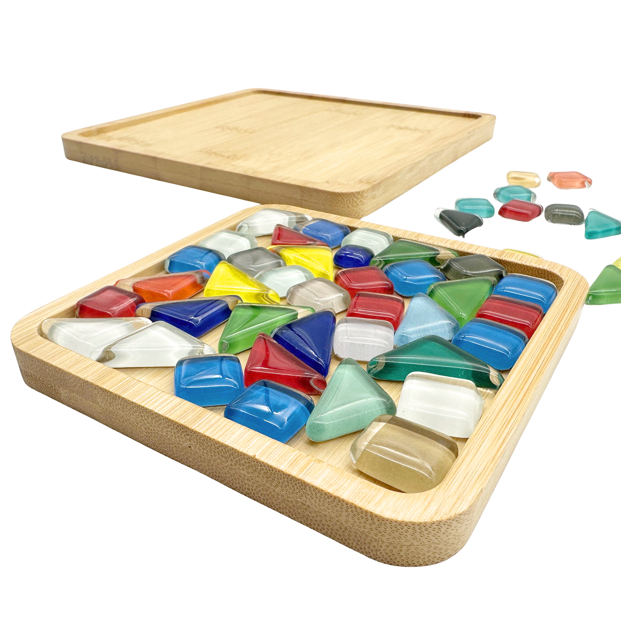 15cm Bamboo Square Mosaic Tray