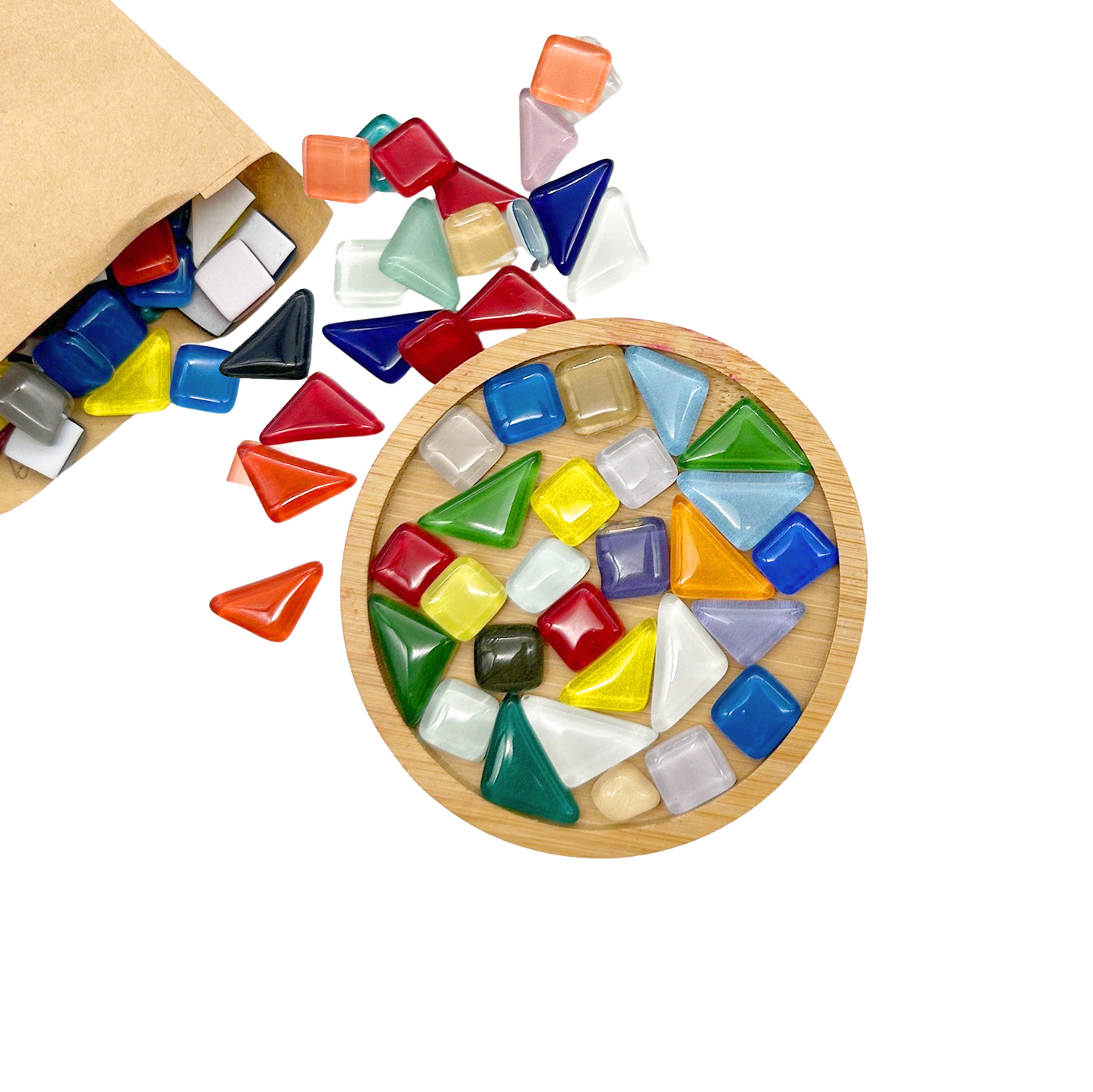 9.5cm Bamboo Round Mosaic Tray