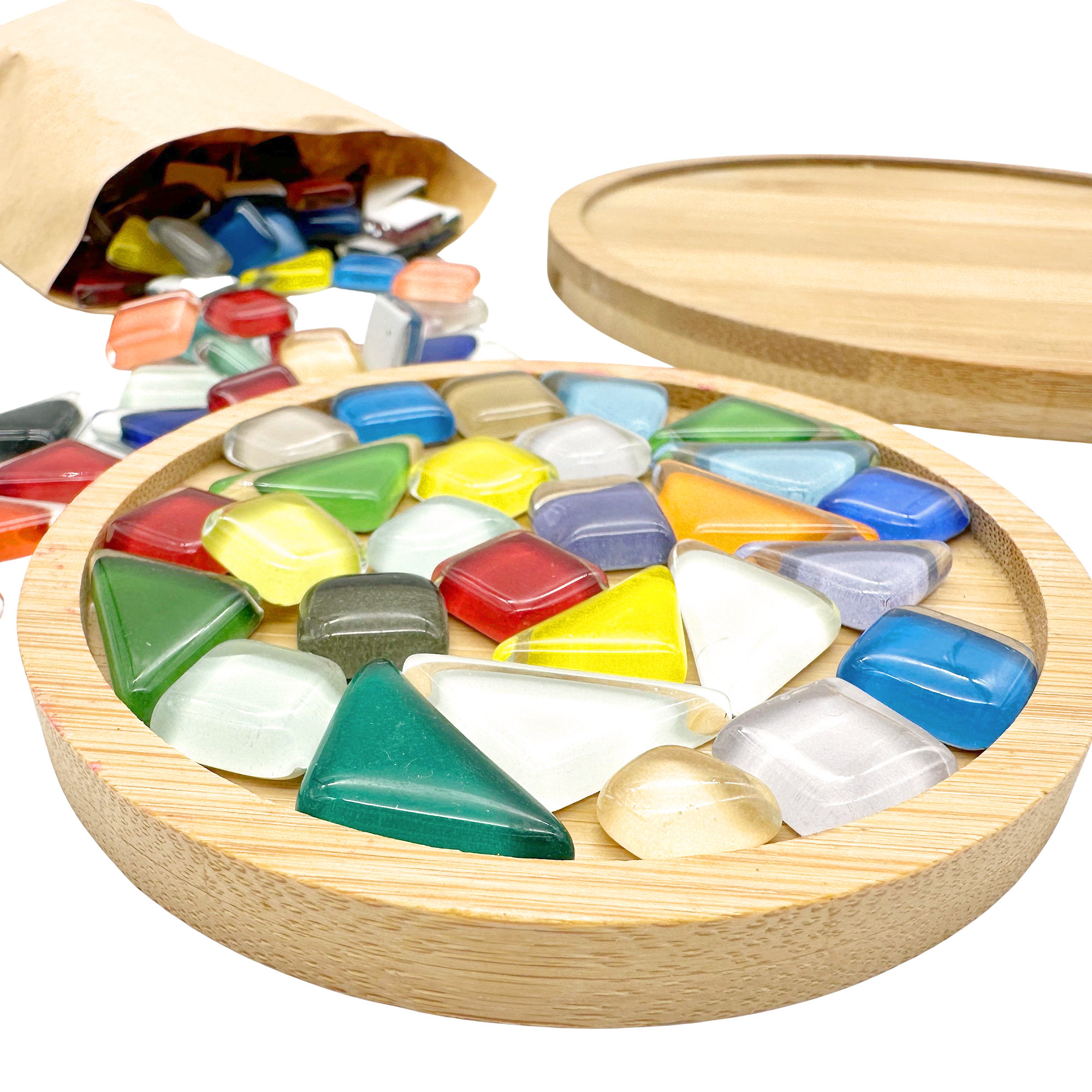 15.5cm Bamboo Round Mosaic Tray
