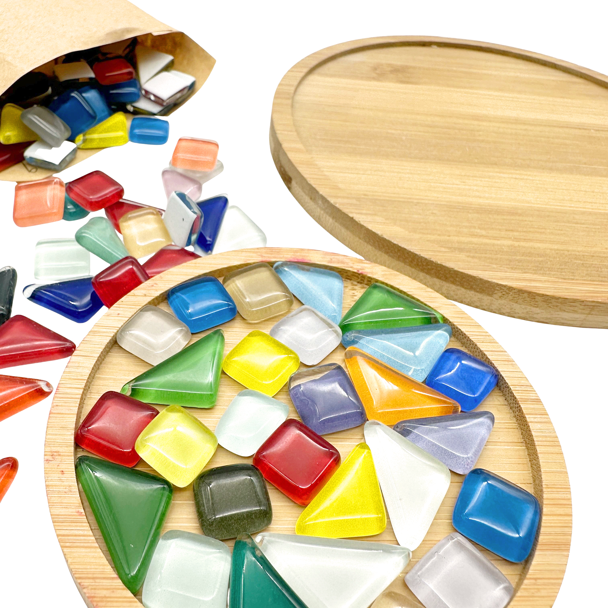 9.5cm Bamboo Round Mosaic Tray