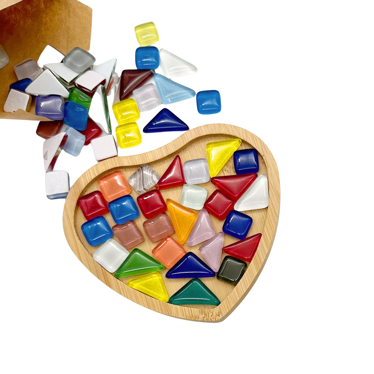 10.5cm Bamboo Heart Mosaic Tray
