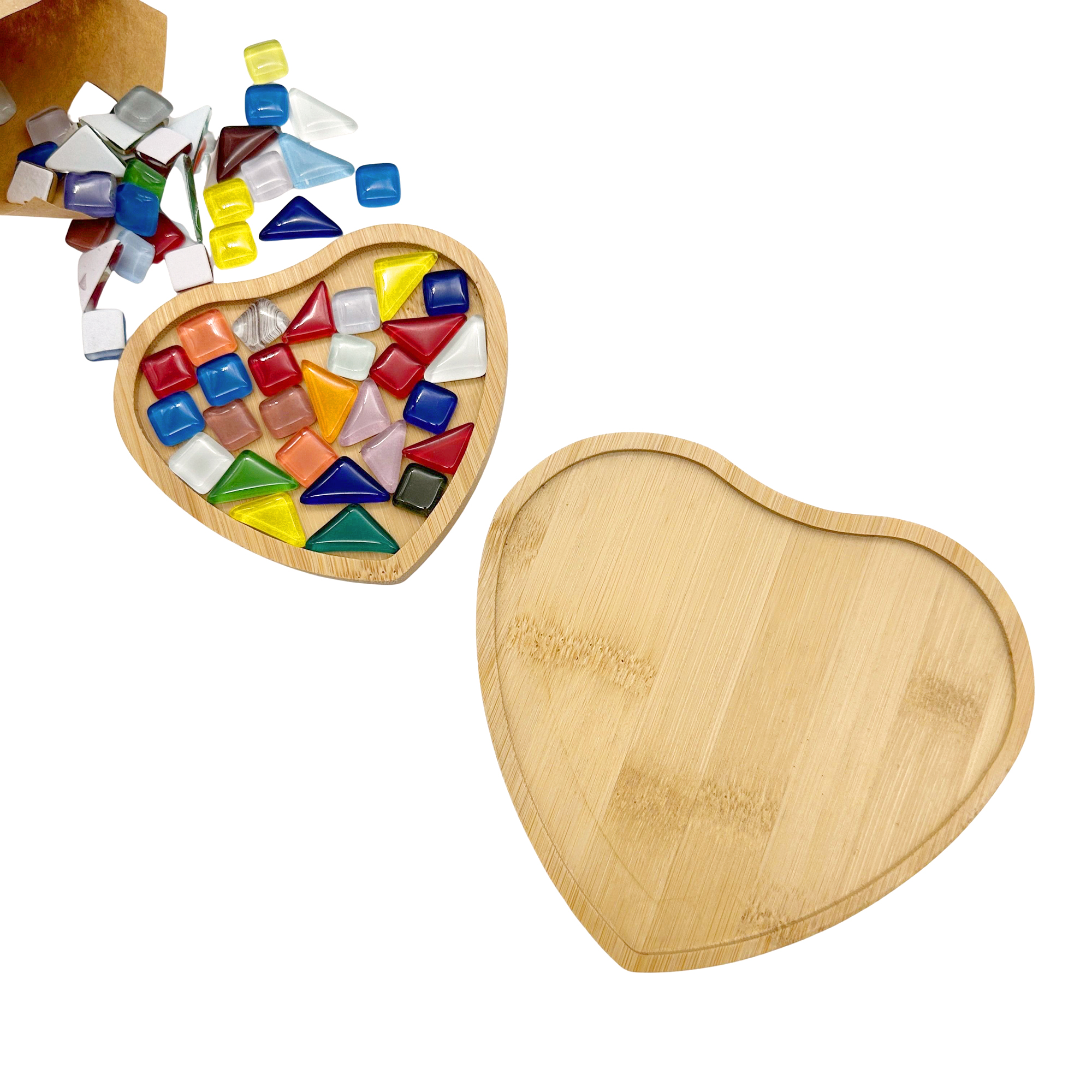 10.5cm Bamboo Heart Mosaic Tray