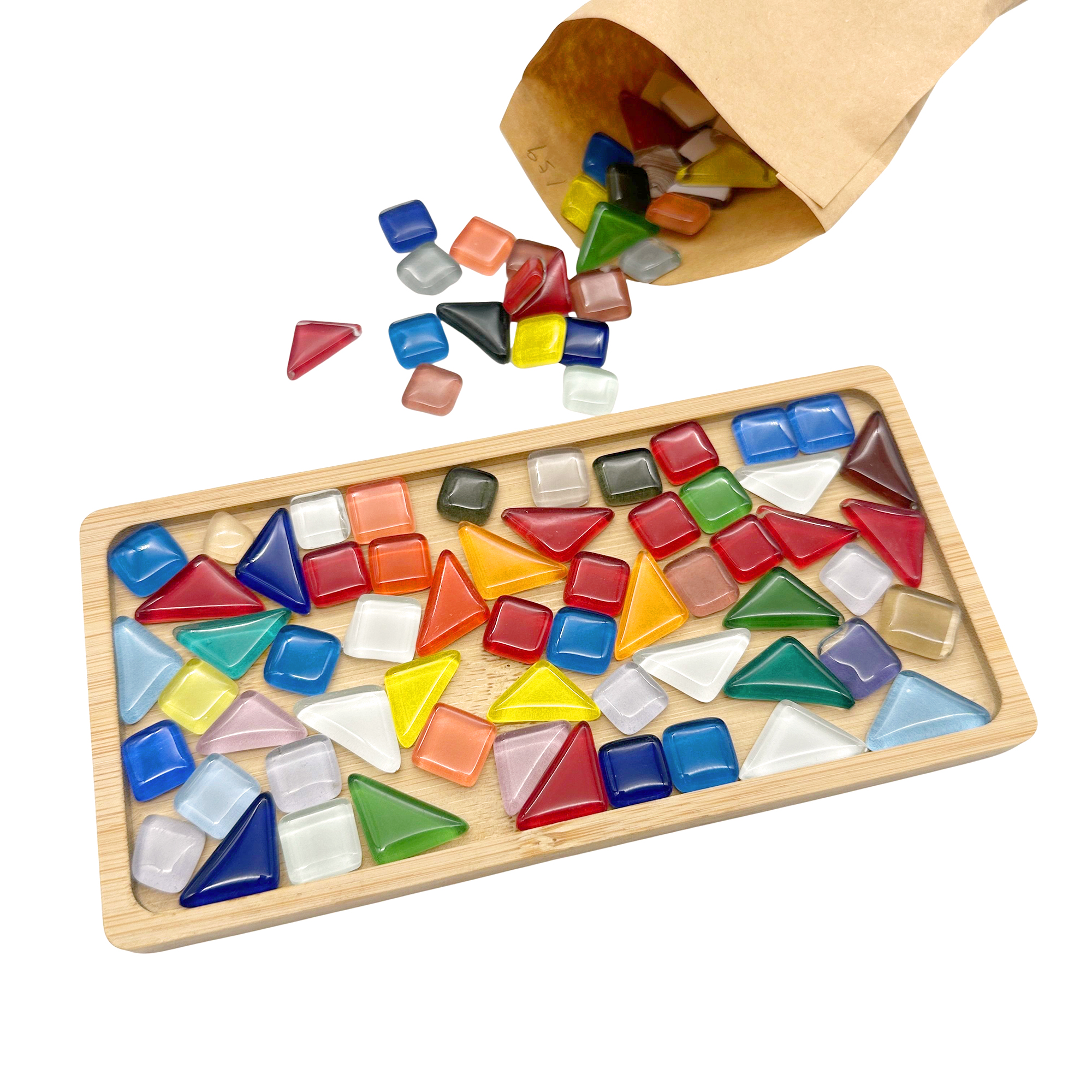 17.5cm Bamboo Rectangle Mosaic Tray