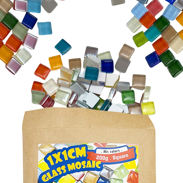 Square Glass Mosaic Tiles – 10x10mm Mixed 16 Colors Bulk for Craft Brands | PLOMA