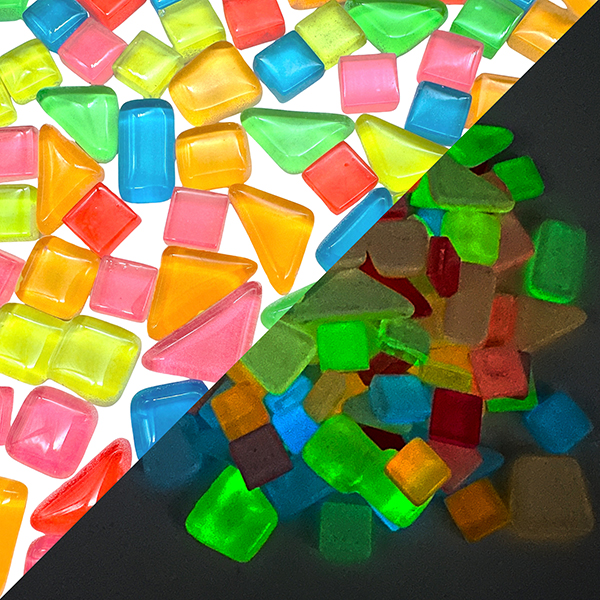 Glow-in-the-Dark Glass Mosaic Mix – 9-24mm Fluorescent Bulk for Resin & Decor | PLOMA