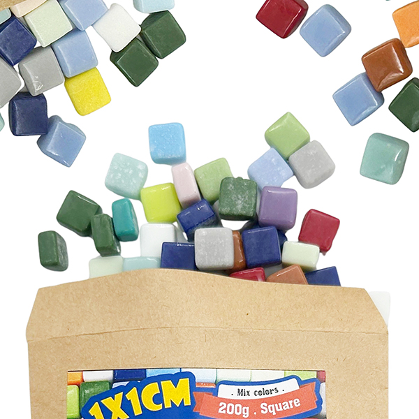 Matte Square Ceramic Mosaic Tiles (Eco packing) – 10x10mm Mixed 16 Colors for DIY Craft Kits | PLOMA