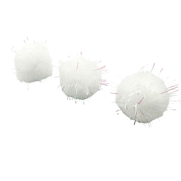 40 Pcs 20mm PP White Glitter Pom Poms Set