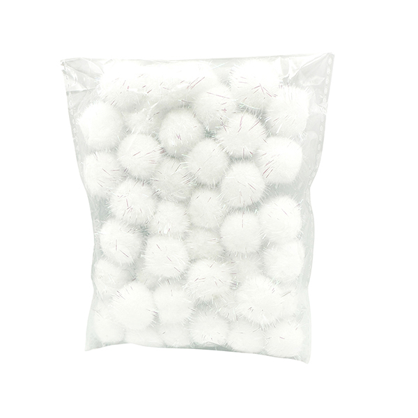 40 Pcs 20mm PP White Glitter Pom Poms Set