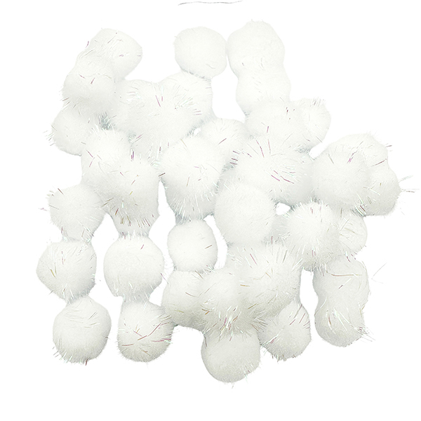 40 Pcs 20mm PP White Glitter Pom Poms Set