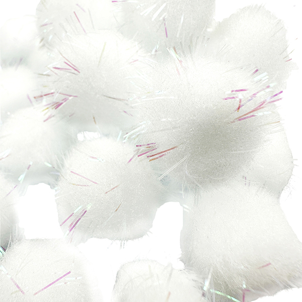 40 Pcs 20mm PP White Glitter Pom Poms Set