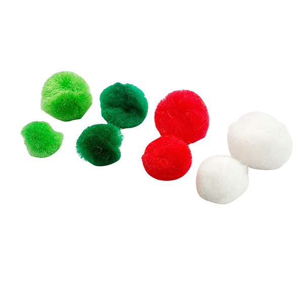 80pcs Mix Size & Colors Acrylic XMAS Pom Poms Set