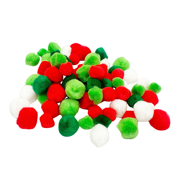 80pcs Mix Size & Colors Acrylic XMAS Pom Poms Set