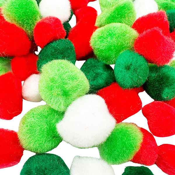 80pcs Mix Size & Colors Acrylic XMAS Pom Poms Set
