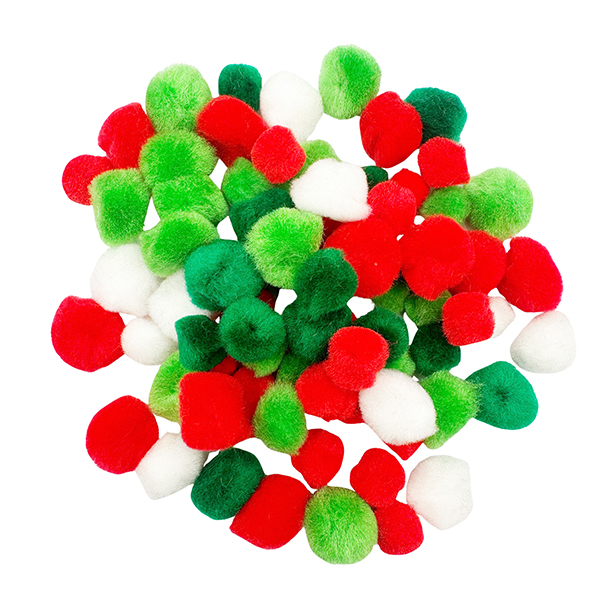80pcs Mix Size & Colors Acrylic XMAS Pom Poms Set