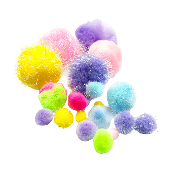 120pcs Mix Size & Colors & Glitter Pom Poms Set